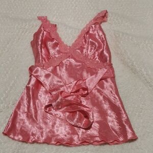 Silky Lace-Trim Camisole Slip - Pink